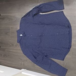 3/$25 - Old Navy Blue and White Polka Dot Men's Collar Long Sleeve Shirt